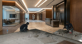Premium marble flooring restoration and luxury large format tile installation in Singapore