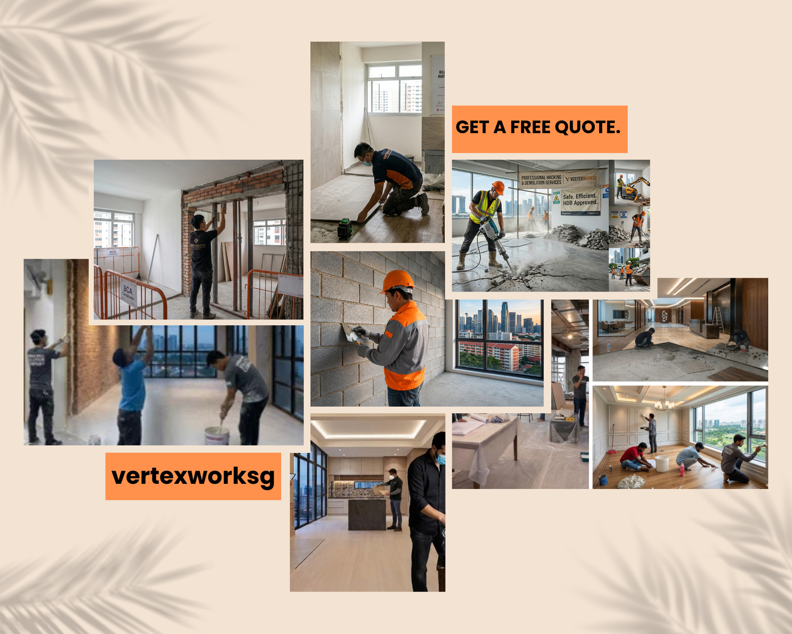 Vertex Works premium home renovation services including painting hacking and tiling in Singapore