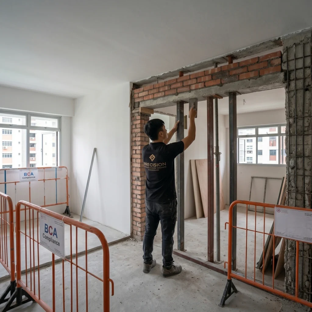 Certified HDB structural alterations and professional masonry following BCA guidelines in Singapore